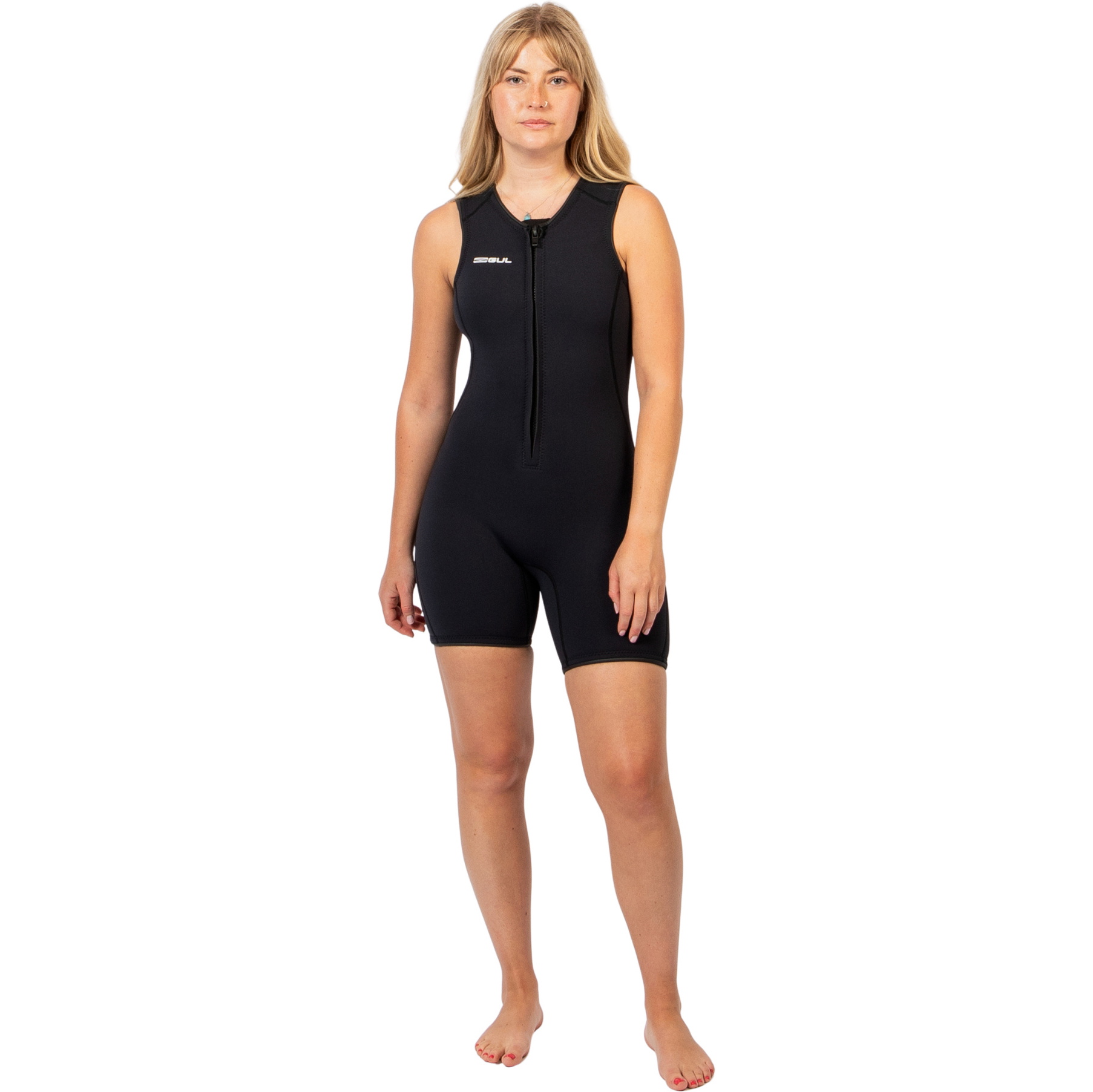 2026 Gul Womens Response Natur 3mm Front Zip Short Jane Wetsuit RE5306-BKBK - Black